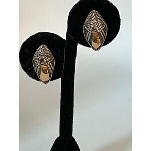 Rare Vintage gold plated sterling silver textured push back earrings signed